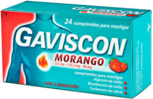 Gaviscon Morango, 250/133,5/80 mg x 24 comp mast