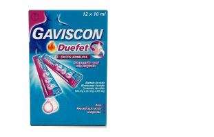 Gaviscon Duefet Frutos Vermelhos , 500 mg + 213 mg + 325 mg 12 Saqueta 10 ml Susp oral