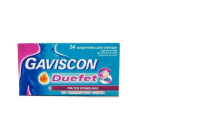 Gaviscon Duefet Frutos Vermelhos , 250 mg + 106.5 mg + 187.5 mg Blister 24 Unidade(s) Comp mast