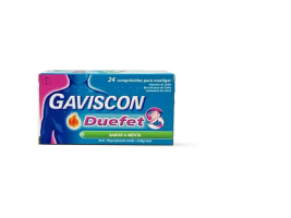 Gaviscon Duefet , 250 mg + 106.5 mg + 187.5 mg Blister 24 Unidade(s) Comp mast